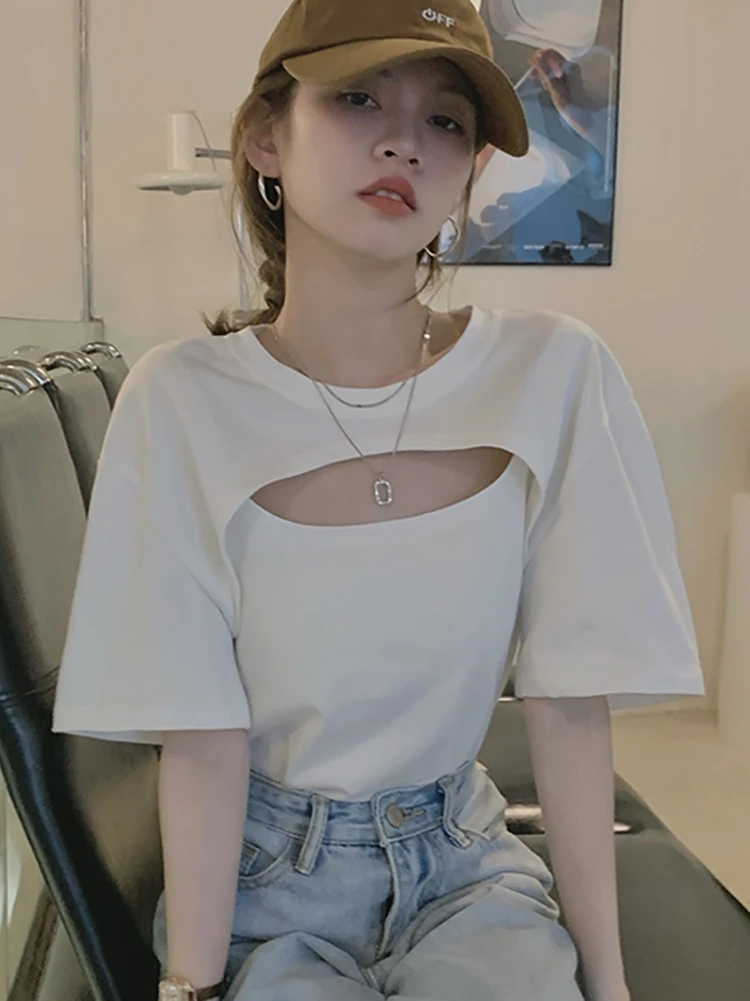Top Women's Summer Thin Fake Two-piece Hollow Stitching 2022 New Spice Girl Chic Short Sleeve Temperament T-shirt
Top Women's Summer Thin Fake Two-piece Hollow Stitching 2022 New Spice Girl Chic Short Sleeve Temperament T-shirt