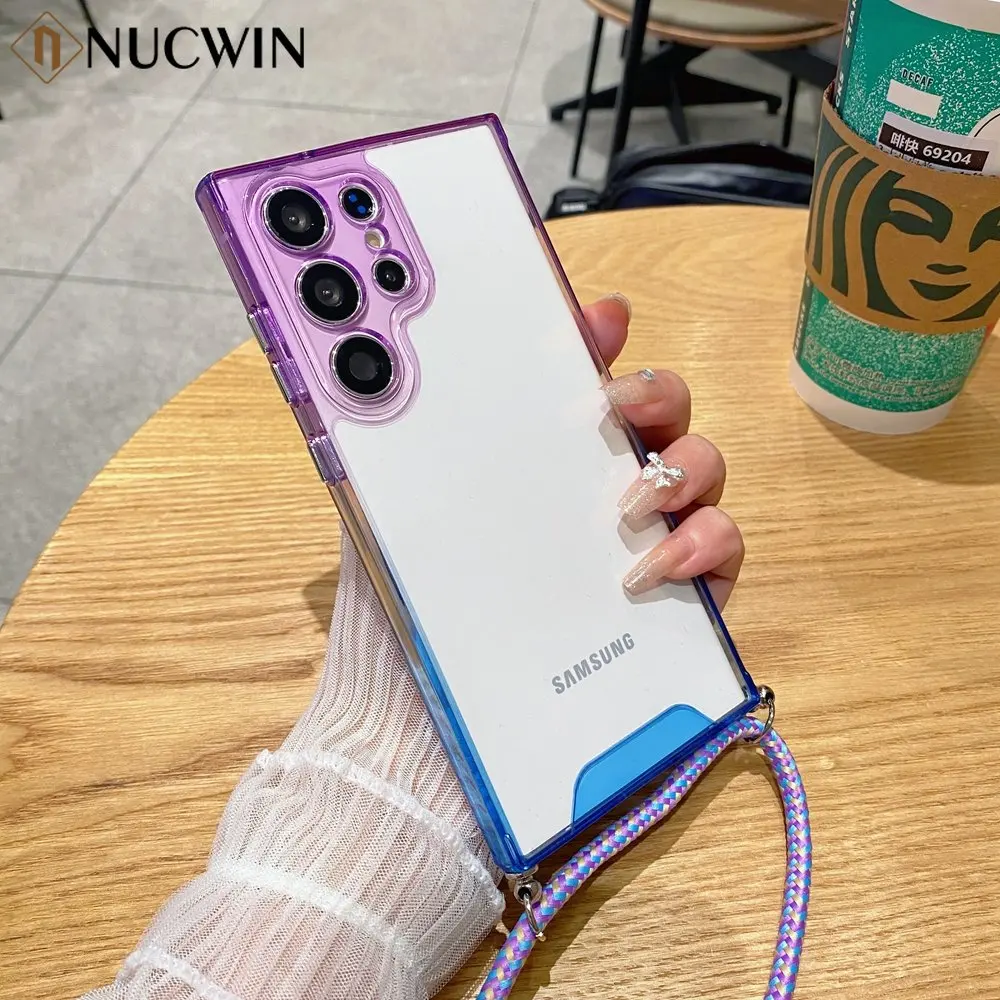 For Samsung Galaxy S23 Ultra Luxury Gradient Lanyard Phone Case for Samsung S22 Plus Crossbody Transparent Shockproof Back Cover
For Samsung Galaxy S23 Ultra Luxury Gradient Lanyard Phone Case for Samsung S22 Plus Crossbody Transparent Shockproof Back Cover