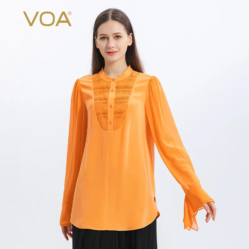 VOA Fashion Three-dimensional Folds Solid Silk Woman Tshirts Autumn Butterfly Long Sleeve Single-breasted T-Shirts Women BE960
VOA Fashion Three-dimensional Folds Solid Silk Woman Tshirts Autumn Butterfly Long Sleeve Single-breasted T-Shirts Women BE960