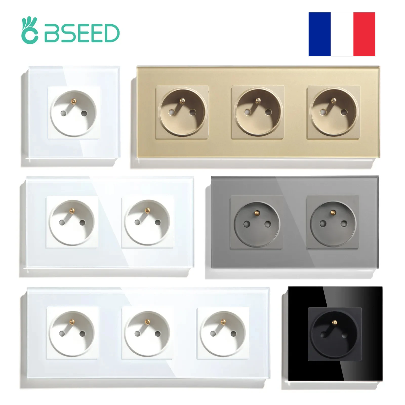 BSEED France Single Socket Double Wall Power Outlets Triple Glass Sockets Four Frames French Plugs Power Wall Sockets 16A
BSEED France Single Socket Double Wall Power Outlets Triple Glass Sockets Four Frames French Plugs Power Wall Sockets 16A