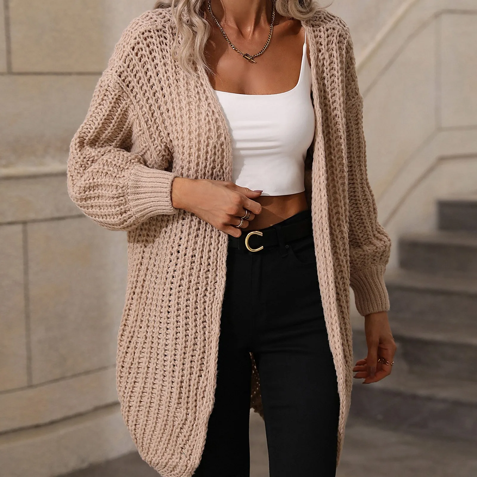 Ladies' Long Cardigan Solid Color Knitted Sweater For Women Casual Hollow-Out Coat Female Basic Plain Outwear Autumn Winter
Ladies' Long Cardigan Solid Color Knitted Sweater For Women Casual Hollow-Out Coat Female Basic Plain Outwear Autumn Winter