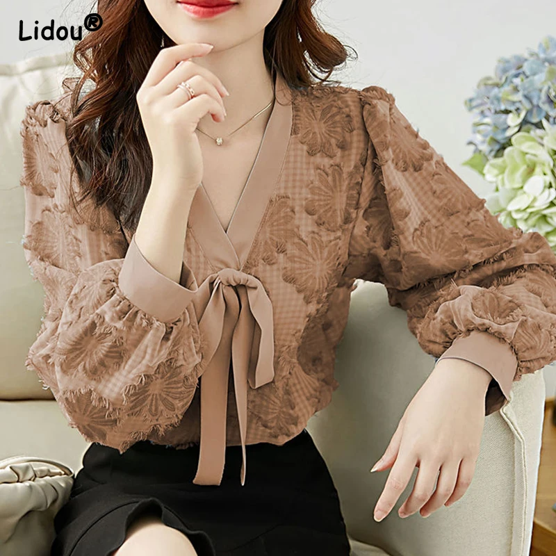 Popularity Cute Bow Solid Color Blouse Women 2022 Clothing Spring Autumn V-neck Patchwork Lantern Sleeve Casual Chiffon Tops
Popularity Cute Bow Solid Color Blouse Women 2022 Clothing Spring Autumn V-neck Patchwork Lantern Sleeve Casual Chiffon Tops