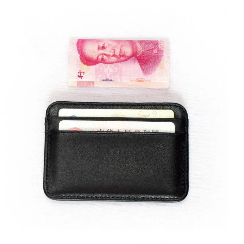 

New 100% Sheepskin Genuine Leather Credit Card Case Mini ID Card Holder Small Purse For Man Slim Men's Wallet Cardholder