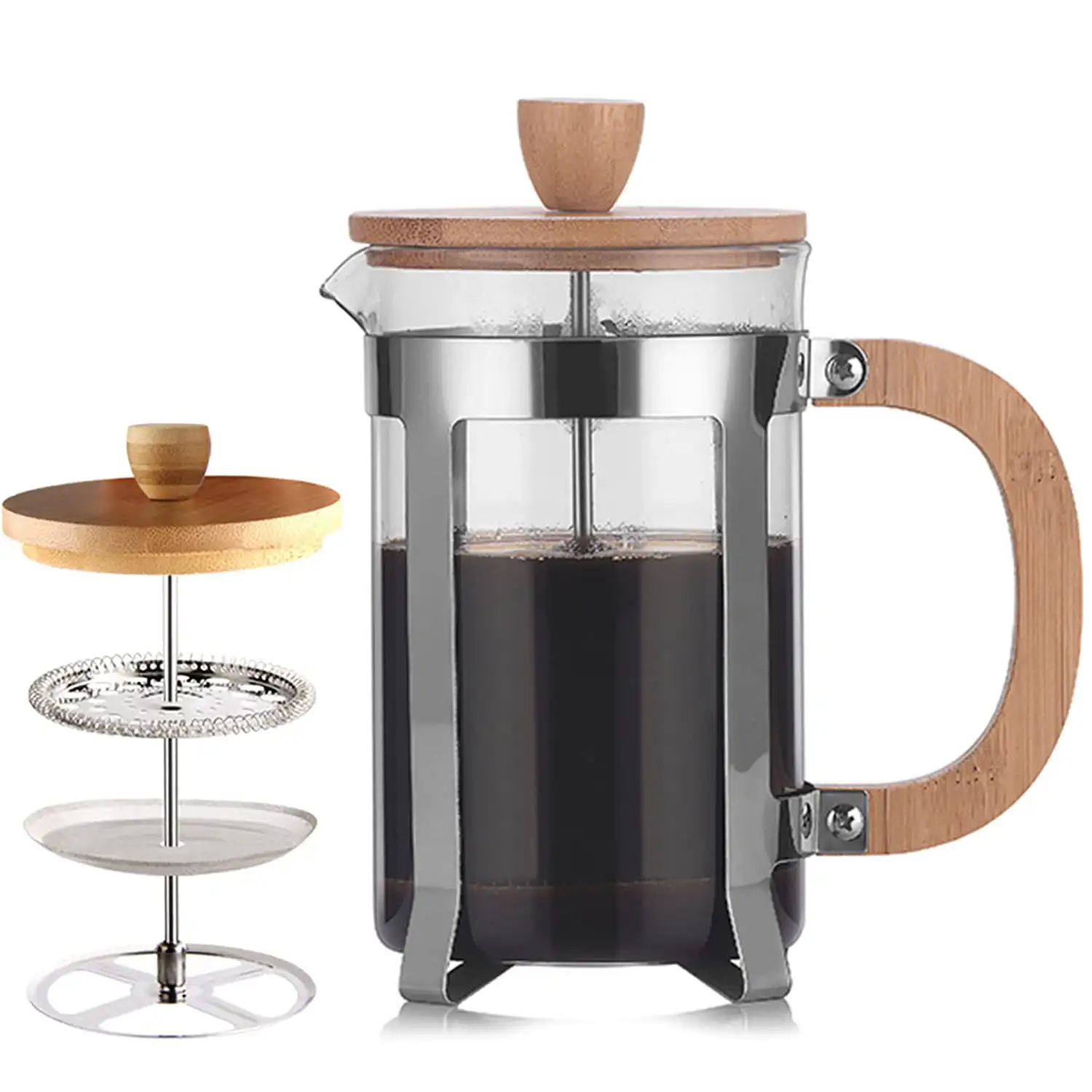 34 OZ Bamboo French Press 18/8 Stainless Steel High Borosilicate Plastic-free Carafe 1000ML Espresso Press Coffee/Tea Maker
34 OZ Bamboo French Press 18/8 Stainless Steel High Borosilicate Plastic-free Carafe 1000ML Espresso Press Coffee/Tea Maker