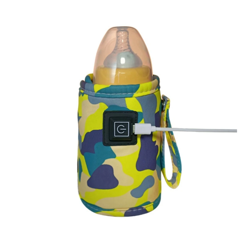 

Универсальный дорожный USB-подогреватель для молока и воды, изолированная сумка для прогулочной коляски, портативный подогреватель для бутылок для кормления, камуфляжно-желтый