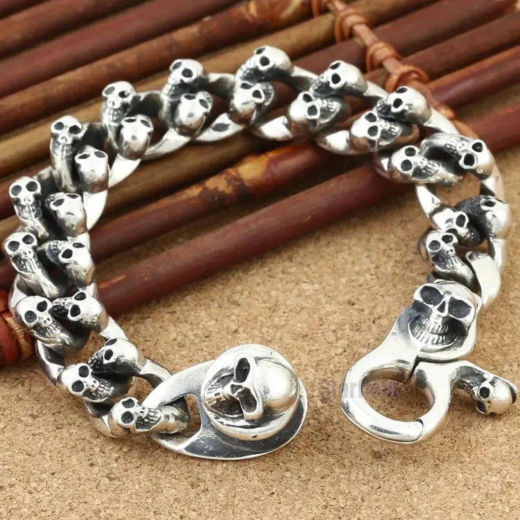Wholesale S925 Sterling Silver Personalized Jewelry Retro Thai Silver Rough Ore Punk Skull Domineering men's Bracelet
Wholesale S925 Sterling Silver Personalized Jewelry Retro Thai Silver Rough Ore Punk Skull Domineering men's Bracelet