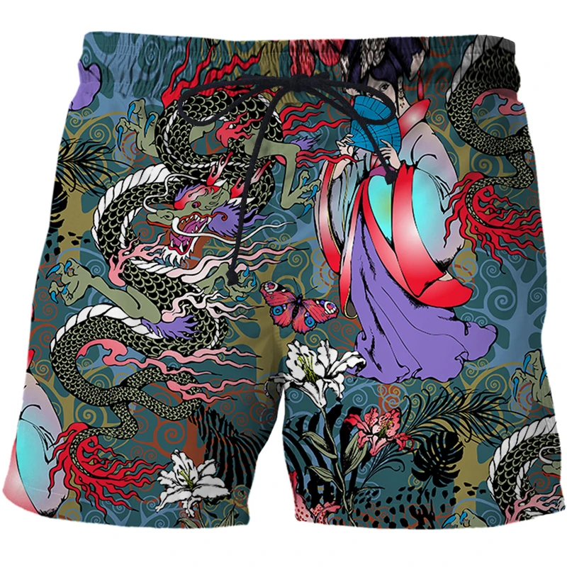 

2022 New Dragon Shorts Men 3D Totem Print Beach Shorts Bermuda Surf Swimming Shorts Trunks Summer Shorts Men's Clothing