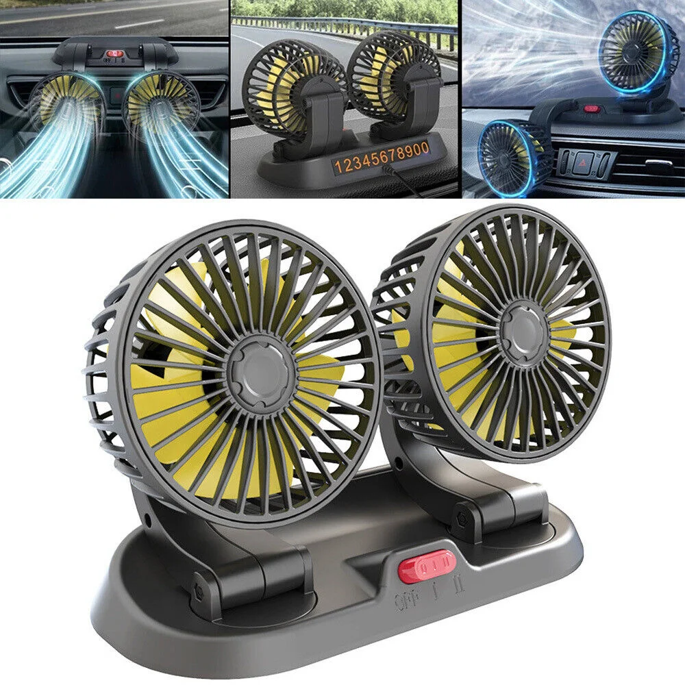 5V 12V 24V Portable Dual Head Car Fan 360 Degree Rotation Car Auto Air Cooling Fan USB Air Circulation Fans for RV Truck
5V 12V 24V Portable Dual Head Car Fan 360 Degree Rotation Car Auto Air Cooling Fan USB Air Circulation Fans for RV Truck