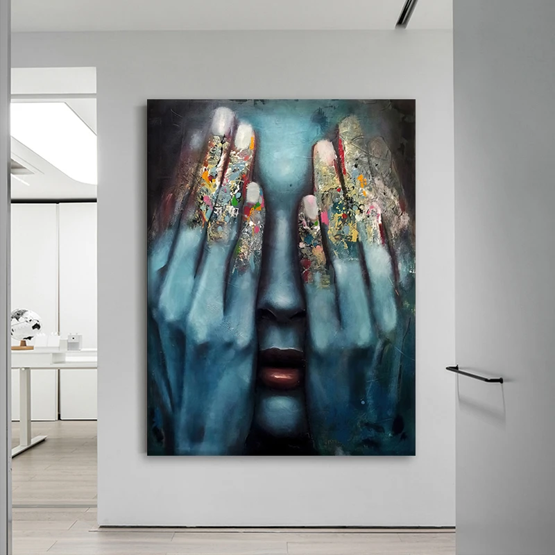 Modern Abstract Canva Painting Wall Art Woman Blindfold Colorful Finger Graffiti Poster and Prints Modern Living Room Home Decor
Modern Abstract Canva Painting Wall Art Woman Blindfold Colorful Finger Graffiti Poster and Prints Modern Living Room Home Decor