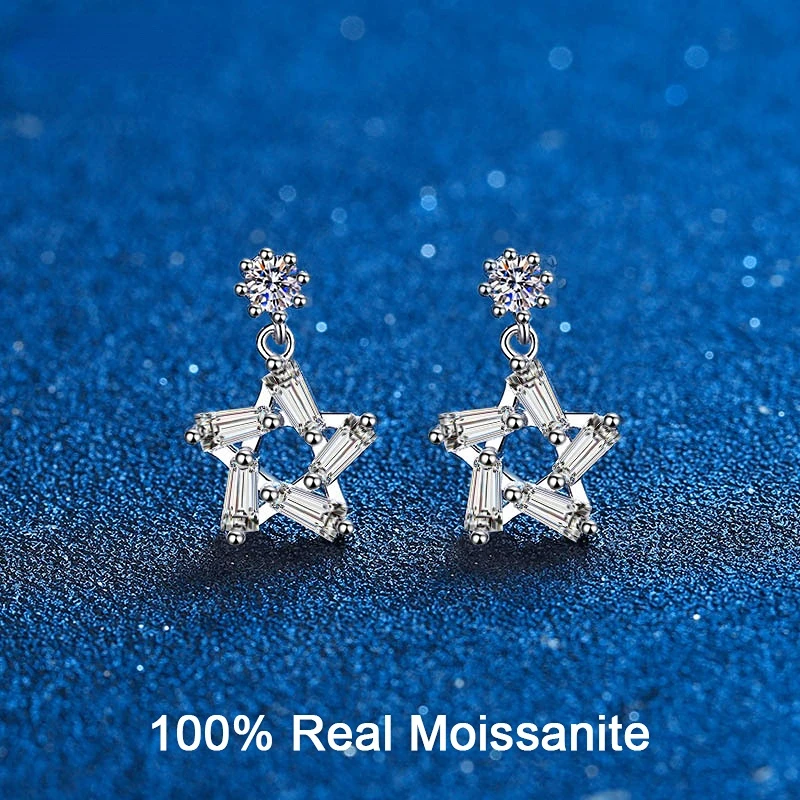 Real Moissanite 3D Star Dangling Drop Earrings Earrings For Women Sterling Silver VVS D Color Diamond Bridal Cute Jewelry Gift
Real Moissanite 3D Star Dangling Drop Earrings Earrings For Women Sterling Silver VVS D Color Diamond Bridal Cute Jewelry Gift