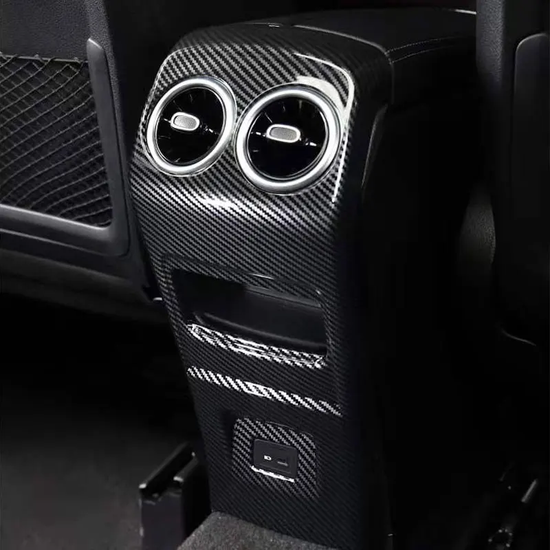 

For Mercedes Benz Car Carbon Fiber Silver Central Control Armrest Box Rear Air Vent Cover for B GLB GLA Class W247 X247 H247 20+