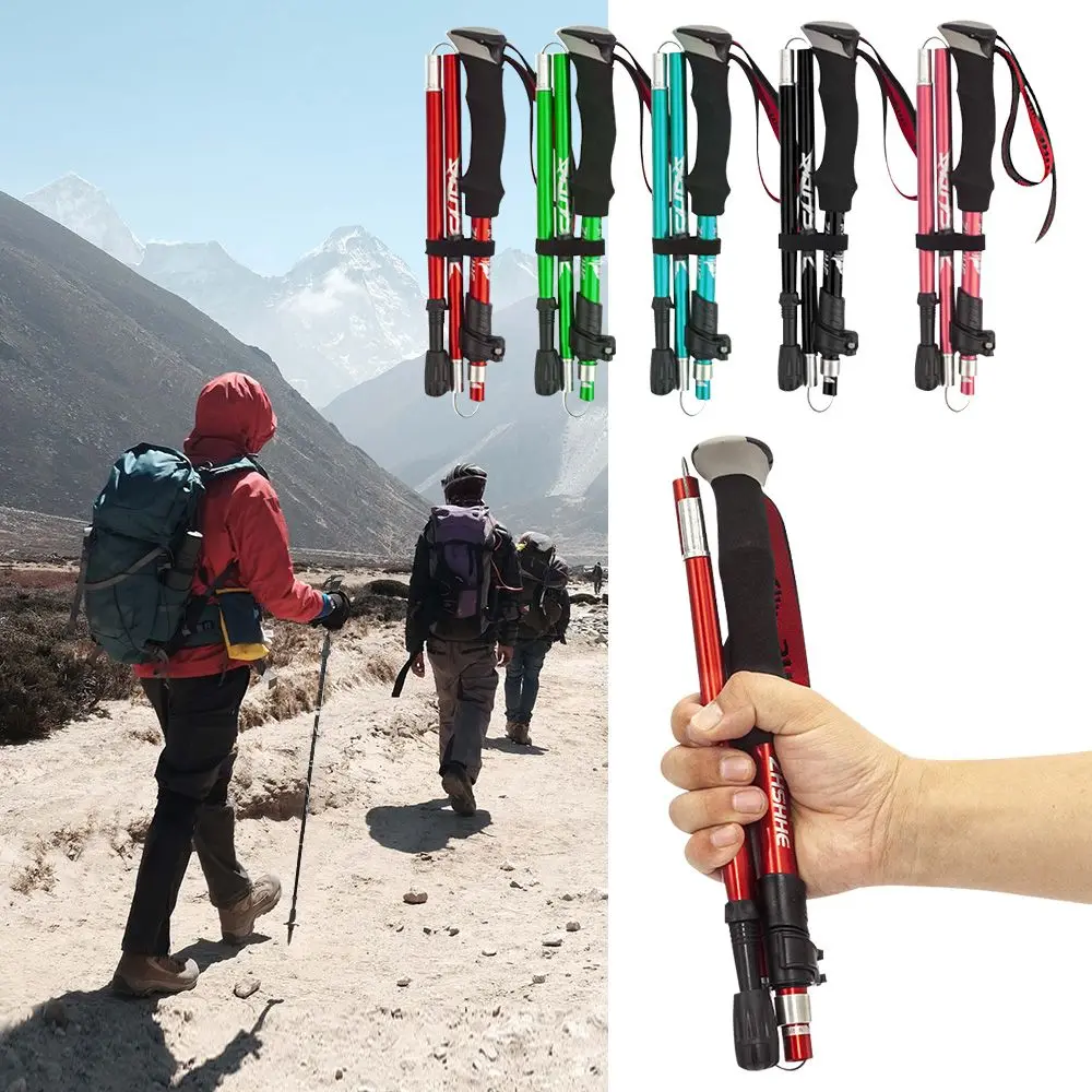 

Retractable Adjustable Outdoor Aluminum Alloy Walking Sticks Trekking Pole Hike Alpenstock Hiking Stick