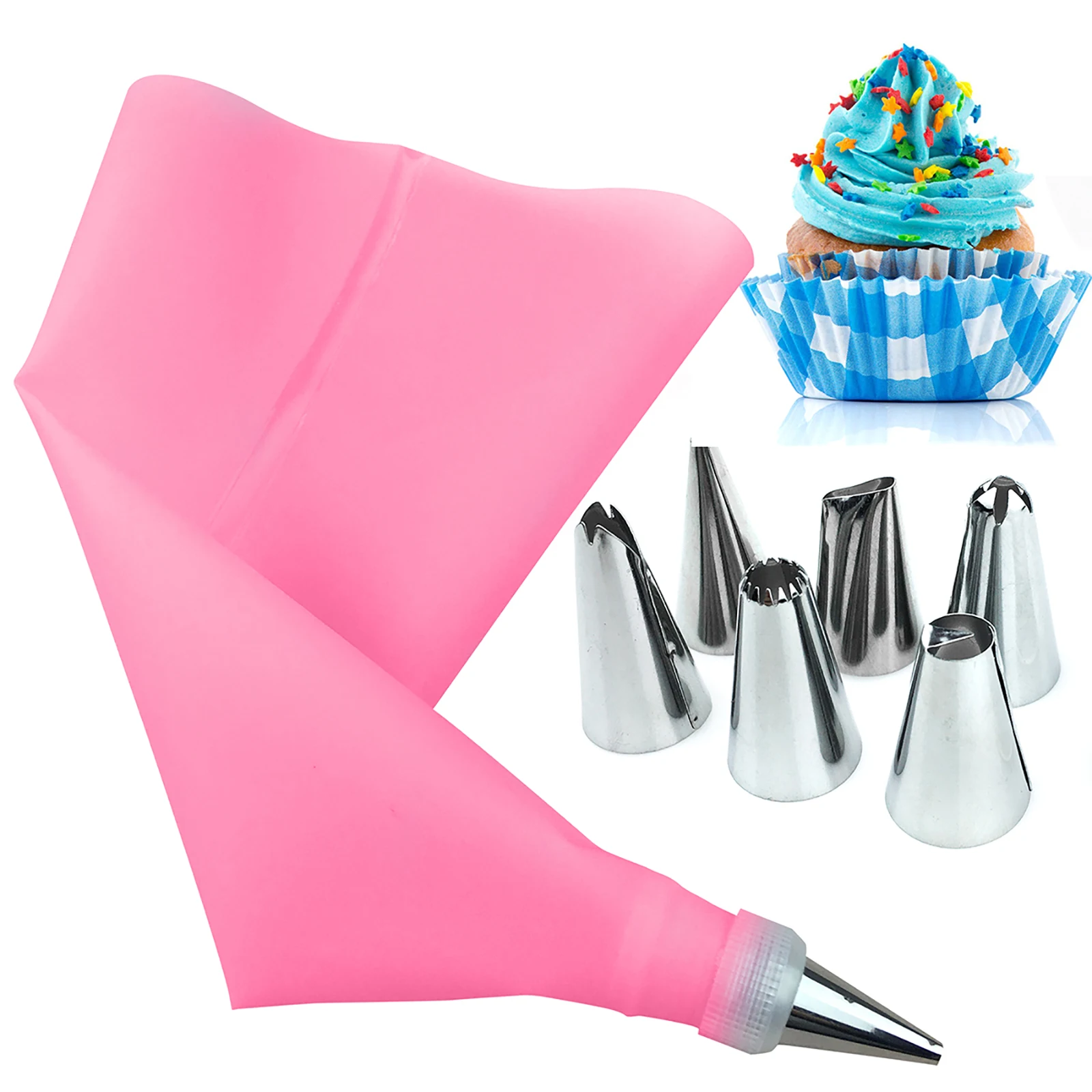 Cake Decorating Supplies Tips Kits 6 Stainless Steel Icing Tips 1 Pastry Bag and 1 Reusable Coupler for Cake Decorating pastry
Cake Decorating Supplies Tips Kits 6 Stainless Steel Icing Tips 1 Pastry Bag and 1 Reusable Coupler for Cake Decorating pastry