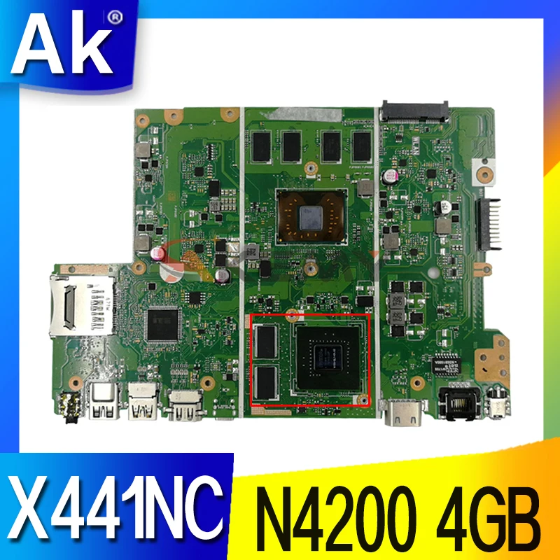 Материнская плата X441NC с памятью 4 Гб, процессор N4200, подходит для Asus X441N X441NC A441N, материнская плата для ноутбука 100%, хорошо работает
Материнская плата X441NC с памятью 4 Гб, процессор N4200, подходит для Asus X441N X441NC A441N, материнская плата для ноутбука 100%, хорошо работает