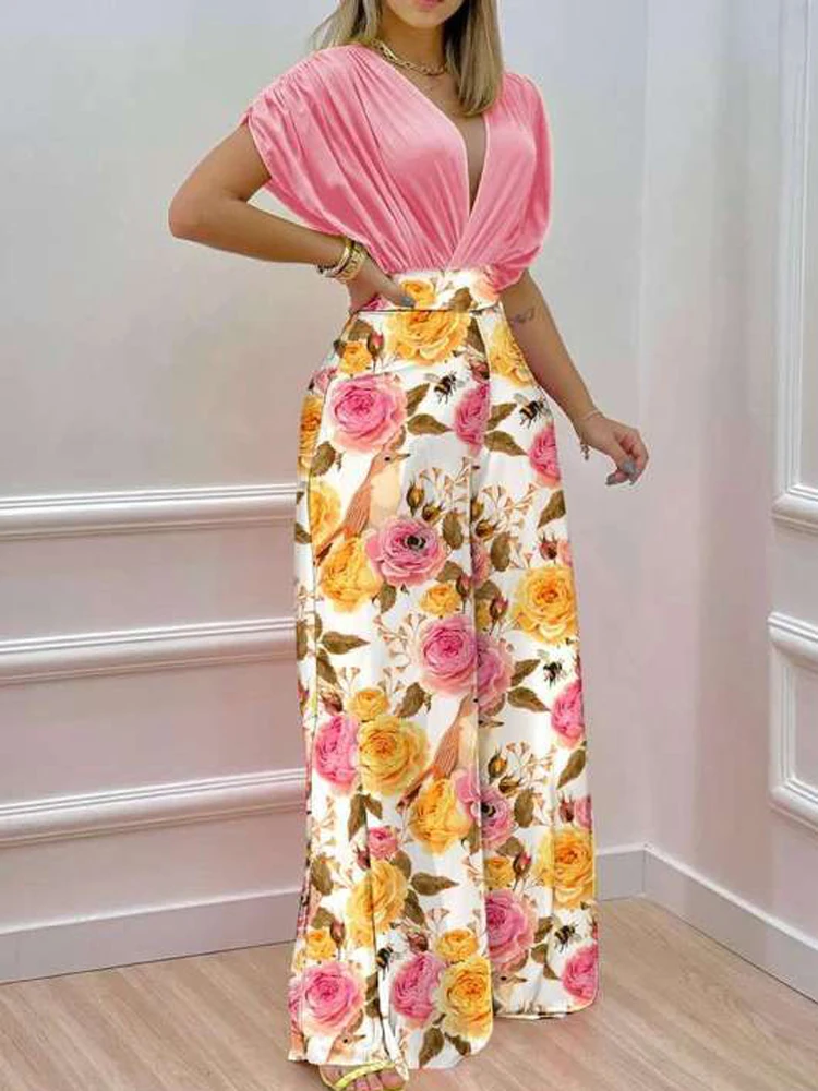 Elegant Women Wide Leg Pants Two-Piece Set Summer Vintage Printed Bat Sleeve Top Set 2022 Temperament Party Wide Leg Pants Set
Elegant Women Wide Leg Pants Two-Piece Set Summer Vintage Printed Bat Sleeve Top Set 2022 Temperament Party Wide Leg Pants Set