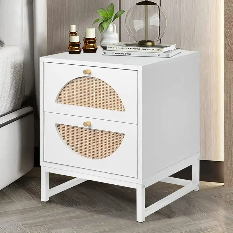 Nightstand with 2 Drawers, Bedside Table with Metal Legs for Bedroom, Living Room, White
Nightstand with 2 Drawers, Bedside Table with Metal Legs for Bedroom, Living Room, White