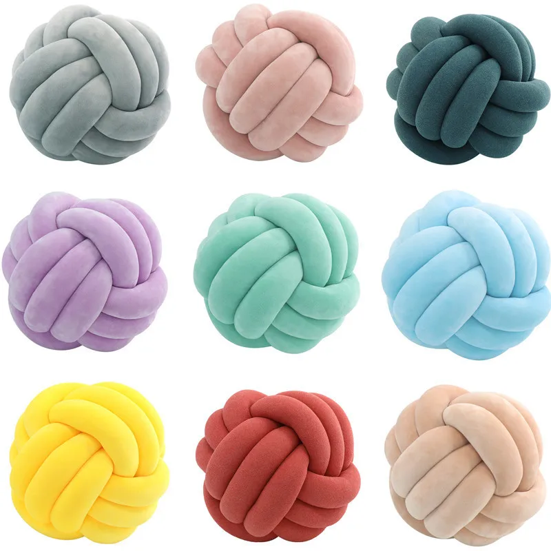 

1pcs Hand Made Soft Knot Ball Cushions Bed Stuffed Pillow Home Decor Cushion Ball Plush Throw Round Knotted Ball Pillow