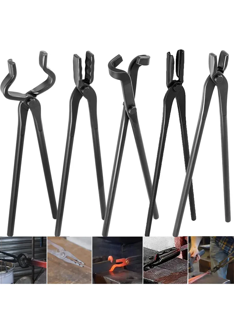 Blacksmith Tongs Tools Set 5PCS Includes Flat Tongs & Square Jaw Tongs & Bolt Tongs & Blade Tongs & Wolf Jaw Tongs
Blacksmith Tongs Tools Set 5PCS Includes Flat Tongs & Square Jaw Tongs & Bolt Tongs & Blade Tongs & Wolf Jaw Tongs