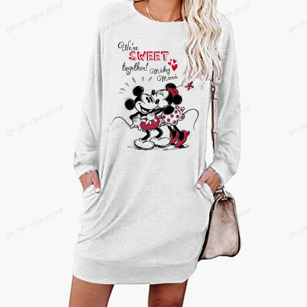 Women Elegant Long Disney Mickey Minnie Print Dress Fashion Crew Neck Pockets Autumn Sweatshirts Female Straight New Dress
Women Elegant Long Disney Mickey Minnie Print Dress Fashion Crew Neck Pockets Autumn Sweatshirts Female Straight New Dress