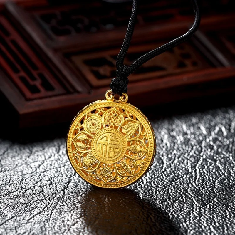 Круглое Латунное позолоченное ожерелье с подвеской в виде восьми сокровищ ожерелье в стиле ретро для мужчин и женщин
Круглое Латунное позолоченное ожерелье с подвеской в виде восьми сокровищ ожерелье в стиле ретро для мужчин и женщин