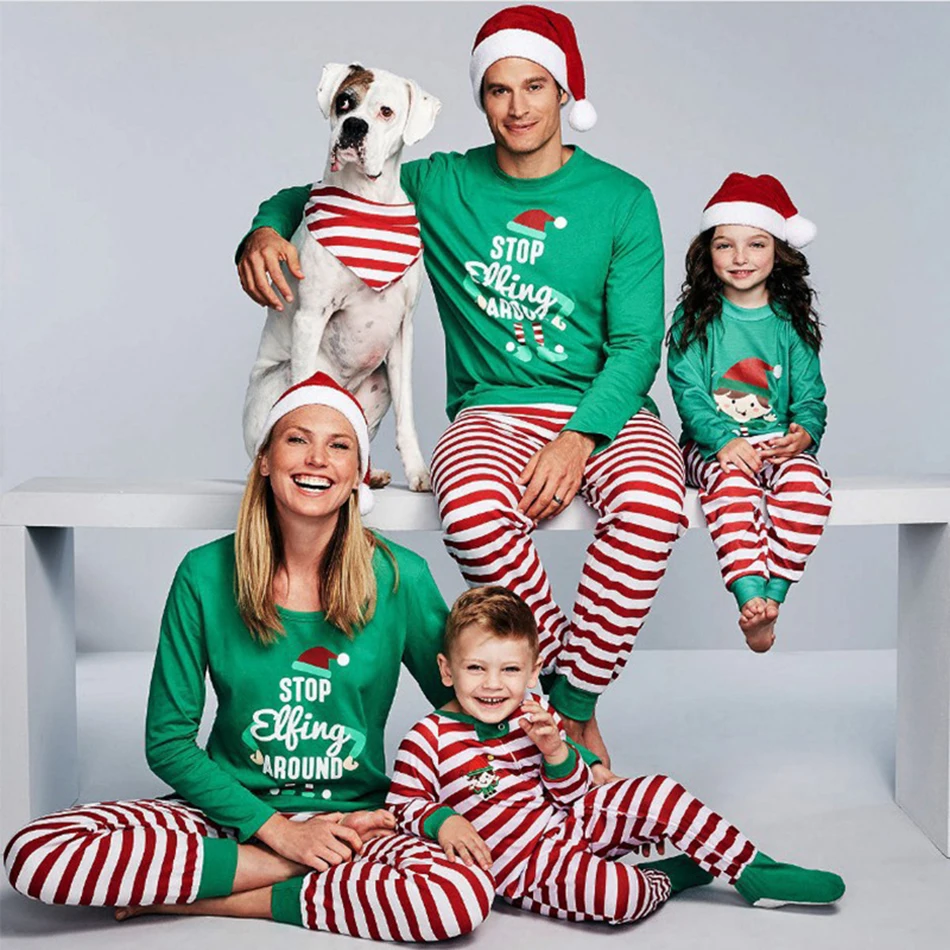 2023 Christmas Family Pajamas Set Letter Print Xmas Outfit Father Mother Kid Cartoon Top+Stripe Pants Jammies Baby Romper
2023 Christmas Family Pajamas Set Letter Print Xmas Outfit Father Mother Kid Cartoon Top+Stripe Pants Jammies Baby Romper
