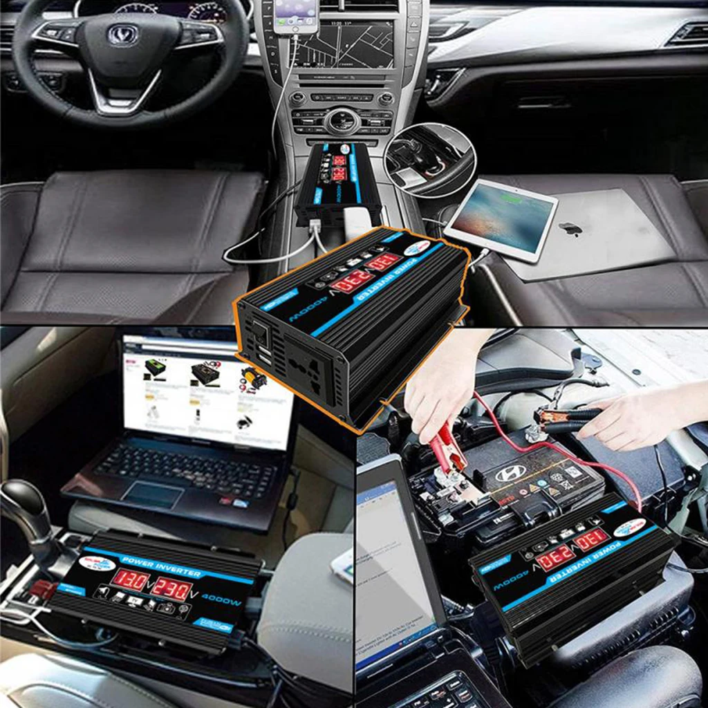 Vehicle Emergency Power Supply 4000W for DC 12V to AC 220/110V Car Power Inverte Car Accessories
Vehicle Emergency Power Supply 4000W for DC 12V to AC 220/110V Car Power Inverte Car Accessories