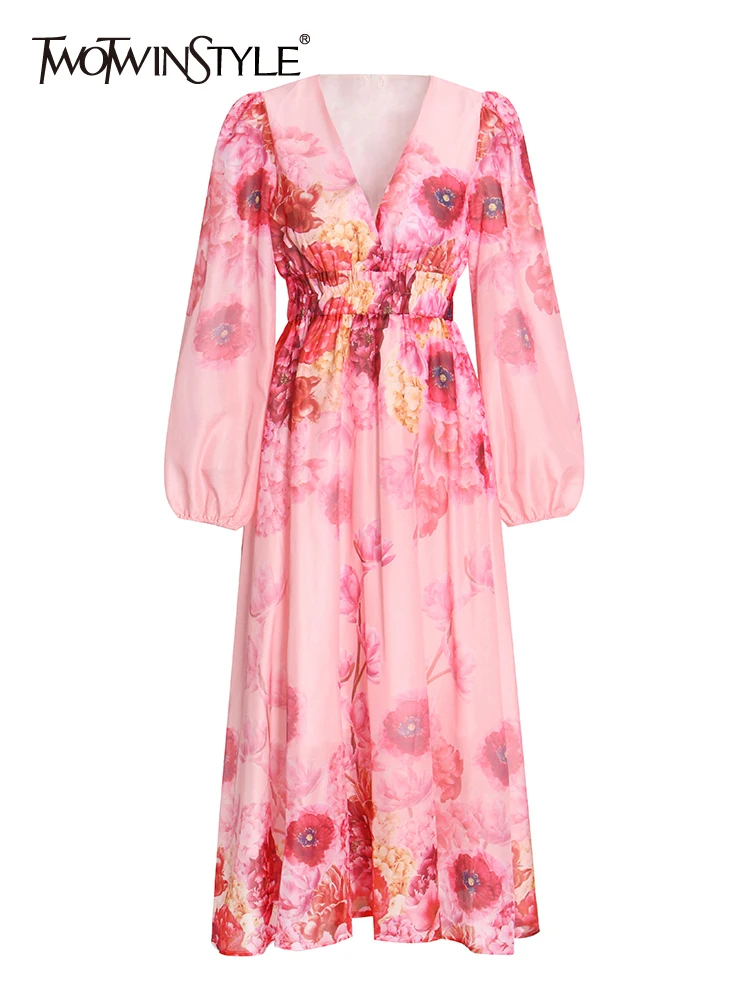 TWOTWINSTYLE Print Folds Dresses For Women V Neck Long Sleeve High Waist Vintage Dress Female Summer Fashion Style 2022 Clothing 
TWOTWINSTYLE Print Folds Dresses For Women V Neck Long Sleeve High Waist Vintage Dress Female Summer Fashion Style 2022 Clothing