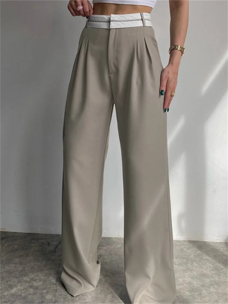 Women Casual Suit Pants Spring Autumn High Waist Contrast Straight Leg Pants Street Loose Floor Length Pants korean fashion
Women Casual Suit Pants Spring Autumn High Waist Contrast Straight Leg Pants Street Loose Floor Length Pants korean fashion