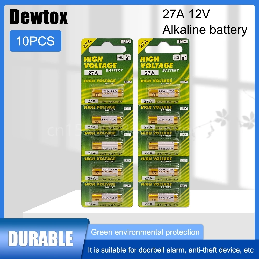 10PCS 12V Alkaline Battery 12V A27 27A G27A MN27 MS27 GP27A L828 V27GA ALK27A A27BP K27A VR27 R27A for Garage Door Opener
10PCS 12V Alkaline Battery 12V A27 27A G27A MN27 MS27 GP27A L828 V27GA ALK27A A27BP K27A VR27 R27A for Garage Door Opener