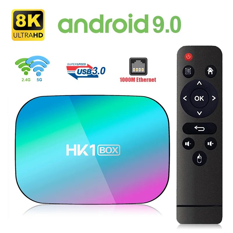 HK1Box Smart TV BOX Android 9.0 Amogic S905X3 Quad Core 1080P 8K Media Player 2.4G/5G 4GB 32GB 64/128GB 1000M LAN Set Top Box
HK1Box Smart TV BOX Android 9.0 Amogic S905X3 Quad Core 1080P 8K Media Player 2.4G/5G 4GB 32GB 64/128GB 1000M LAN Set Top Box