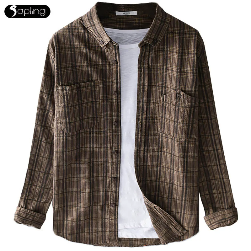 Рубашка мужская хлопковая с длинным рукавом, молодежная сорочка в полоску, Литературная Повседневная в японском стиле, облегающий клетчаты... 
Рубашка мужская хлопковая с длинным рукавом, молодежная сорочка в полоску, Литературная Повседневная в японском стиле, облегающий клетчаты...