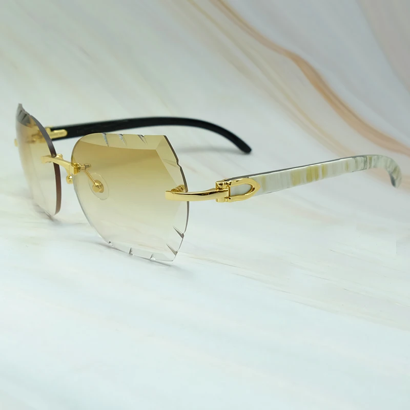 Diamond Cut Sunglasses Buffalo Horn Luxury Designer Carter Eyewear Rimless Stylish Sun Glasses Shades Men Lentes De Sol Mujer 
Diamond Cut Sunglasses Buffalo Horn Luxury Designer Carter Eyewear Rimless Stylish Sun Glasses Shades Men Lentes De Sol Mujer