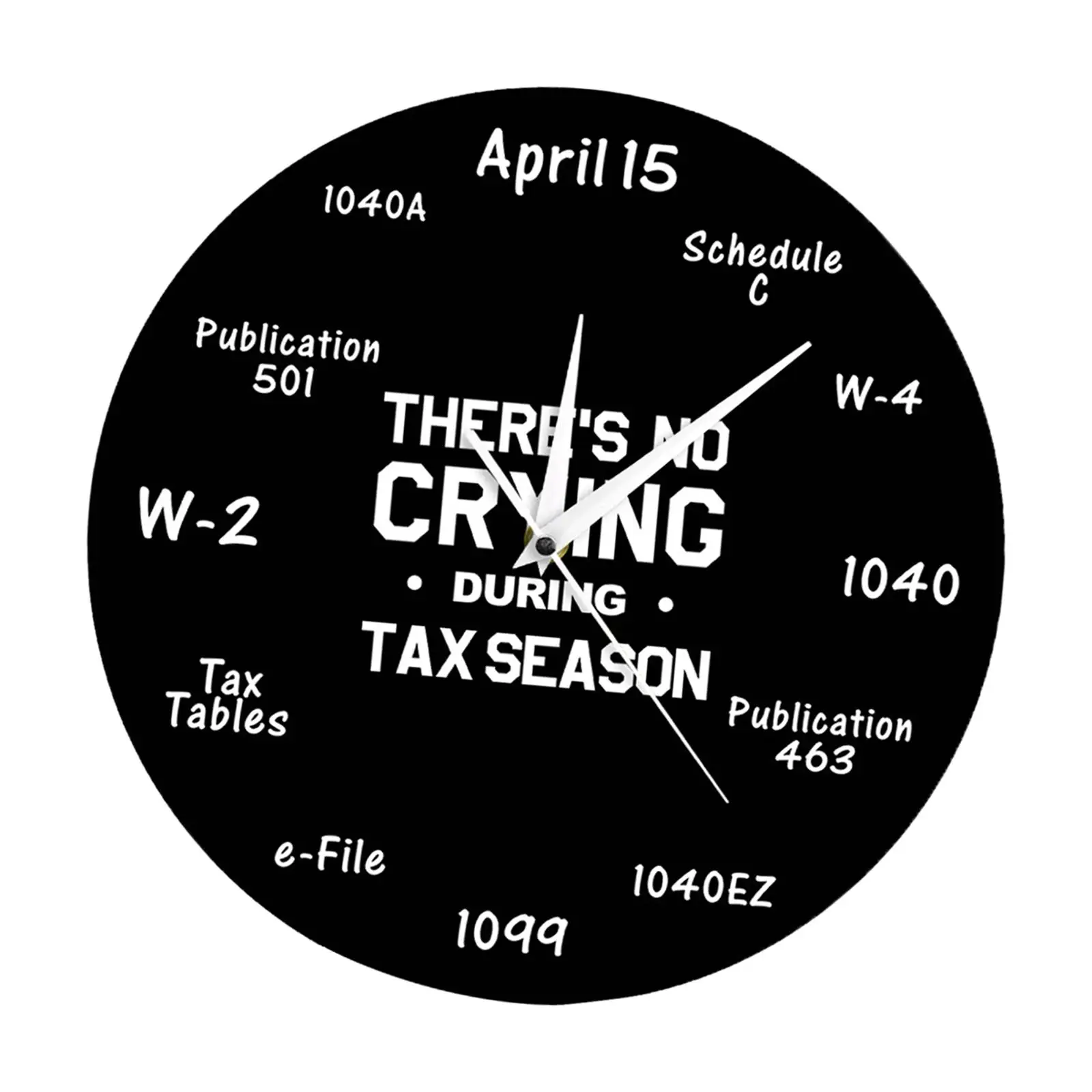 Funny Tax Time Wall Clock Numerals Decorative Battery Powered Silent Non Ticking Clocks for Kitchen School Bathroom Living Room
Funny Tax Time Wall Clock Numerals Decorative Battery Powered Silent Non Ticking Clocks for Kitchen School Bathroom Living Room