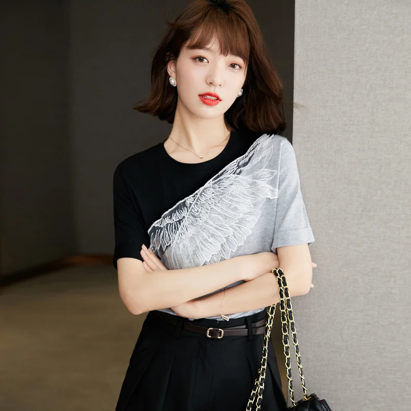 Облегающая женская футболка, летний Повседневный Топ с кружевными вставками, хлопковые футболки с коротким рукавом, новинка 2022, модная женс...
Облегающая женская футболка, летний Повседневный Топ с кружевными вставками, хлопковые футболки с коротким рукавом, новинка 2022, модная женс...