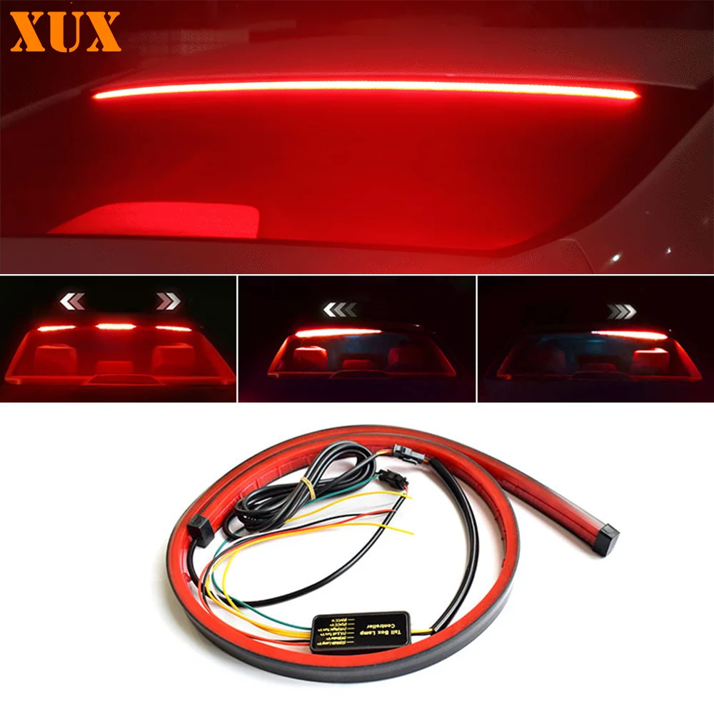 

100cm Car Additional Brake Lights LED Warning Lamp Red DRL Daytime Running Modified Flashing Light Auto Stop Flexible LED Strips