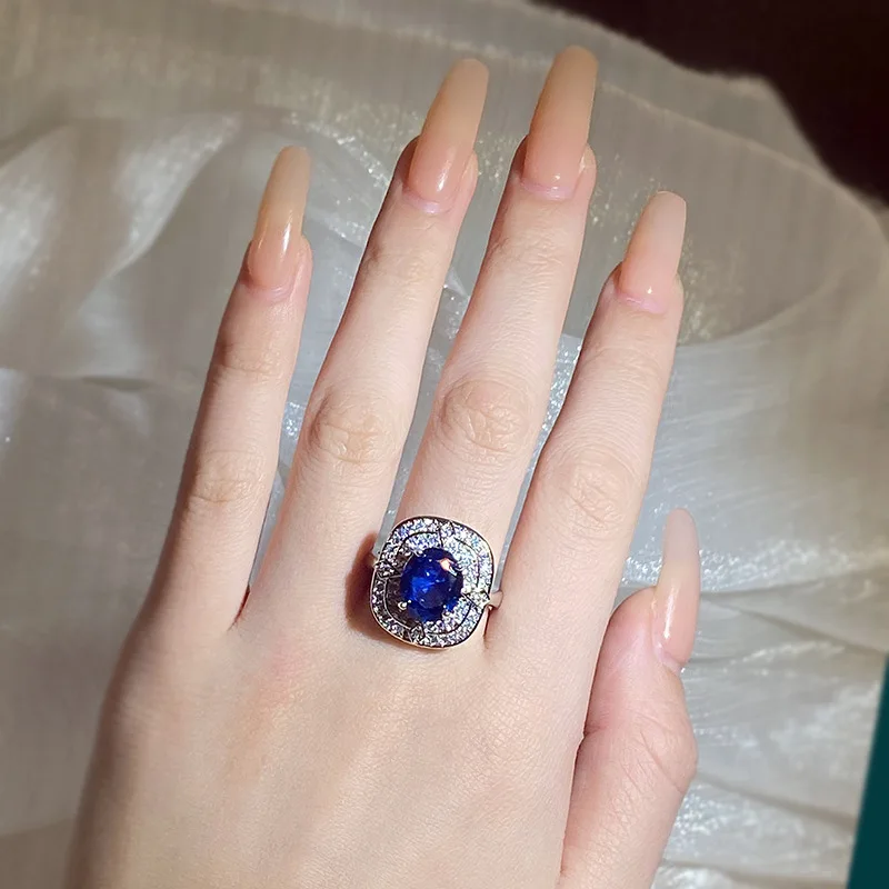 S925 Sterling Silver Natural Sapphire Open Ring for Women Wedding Bands Silver 925 Jewelry Sapphire Gemstone Ring Box Females
S925 Sterling Silver Natural Sapphire Open Ring for Women Wedding Bands Silver 925 Jewelry Sapphire Gemstone Ring Box Females