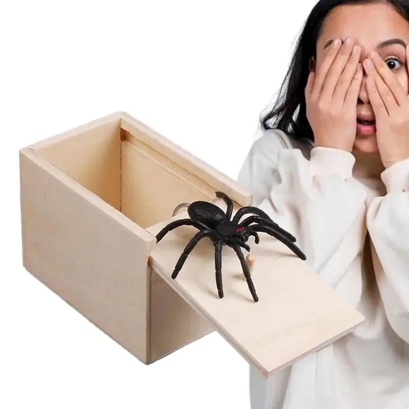 

Деревянная Розыгрыш шутка для Дома Офиса пугающая игрушка шкатулка паук ребенок родители друг Смешная Шутка Подарок удивительная коробка