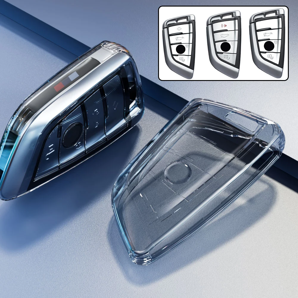 

TPU Transparent Car Key Case Cover Holder Shell Fob Remote Key Protector Bag For BMW F20/G20/G30 X1 G05 X6 X7 Car Accessories
