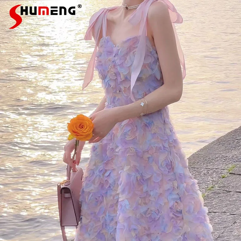 Gentle Sleeveless Purple Strap Dress 2022 Summer New French Style Retro Three-dimensional Fairy Women's Short Prom Sling Dresses
Gentle Sleeveless Purple Strap Dress 2022 Summer New French Style Retro Three-dimensional Fairy Women's Short Prom Sling Dresses