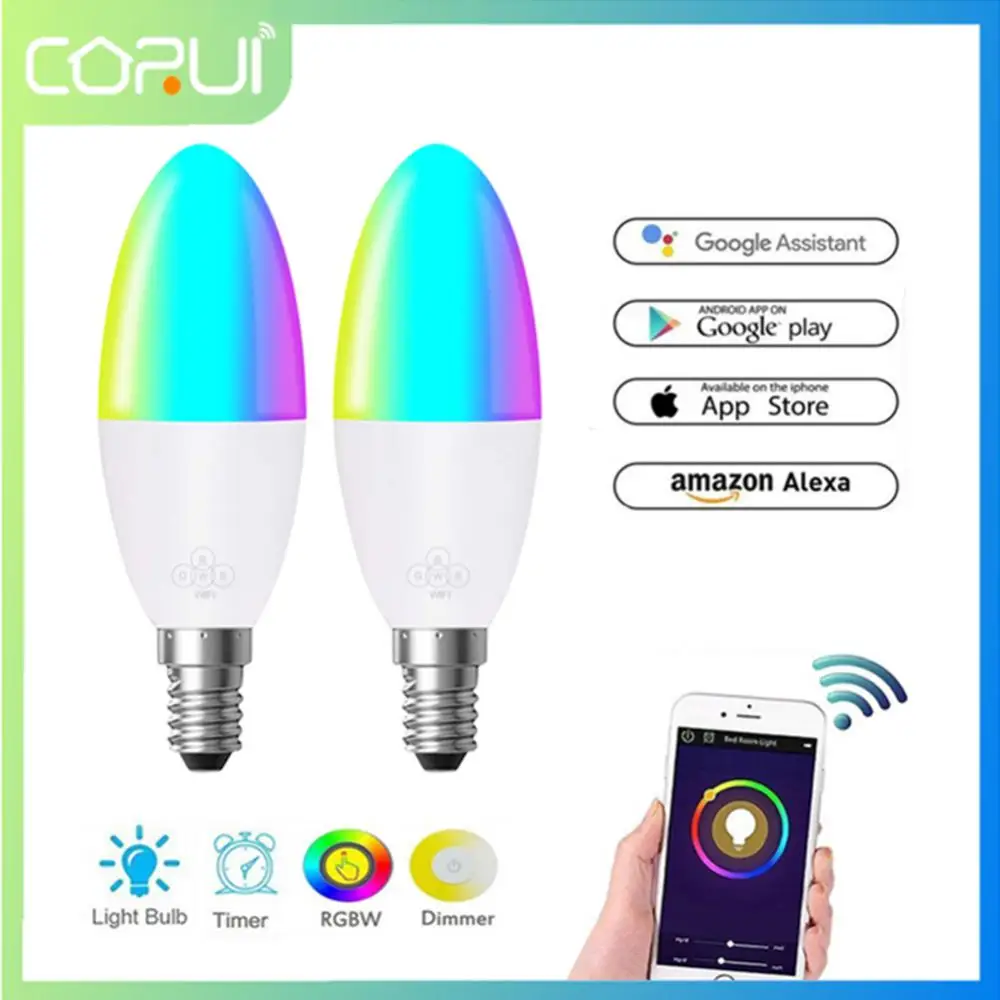 

CORUI Smart Life WIFI LED Bulb WIFI 6W Dimmable Light Remote Control Compatible With Alexa Google Home Voice Control Smart Home