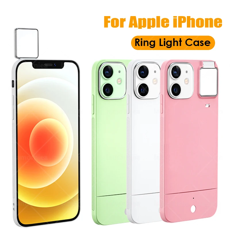 

For iPhone 12 11 Pro Max Phone Case Fill Light Selfie Beauty Ring Flash Stable Case For iPhone XR X XS Max 11 12Pro Max 7 8 Plus