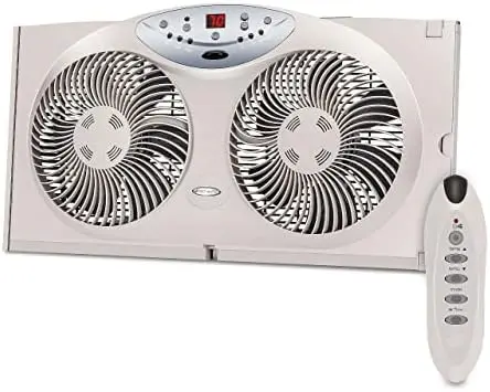 

Premium Digital 8.5" Twin Window Fan, Reversible Airflow Control, 3 Speeds, Programmable Thermostat, LED Temperature Display