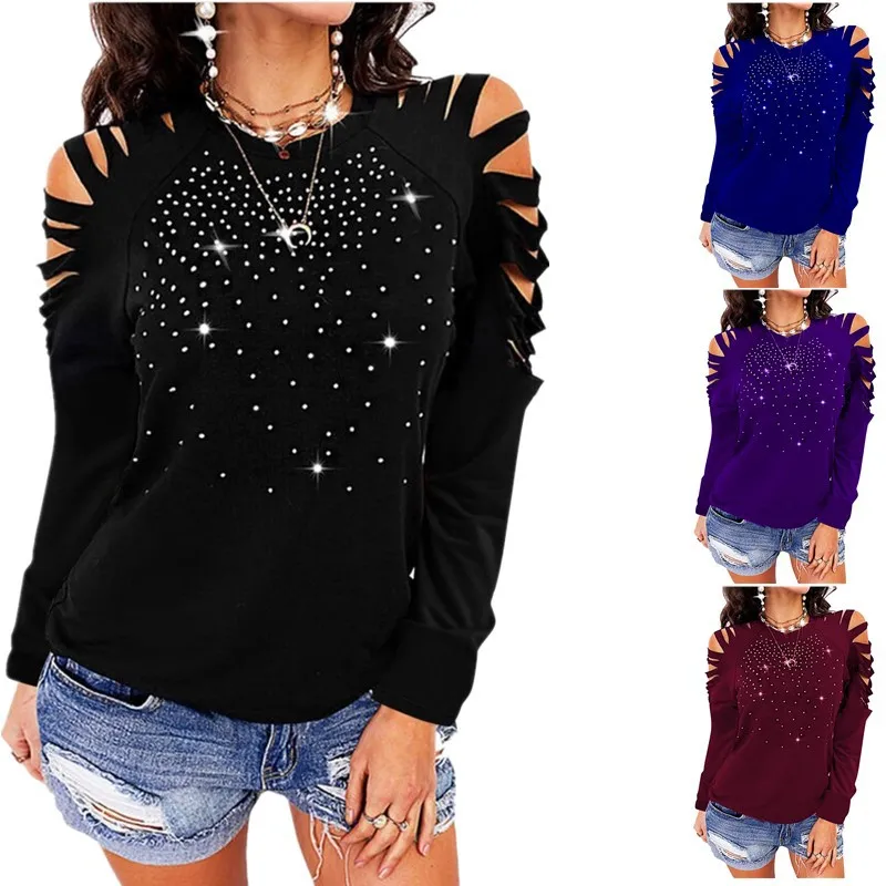 Spring/Summer 2023 New Round Neck Hot Drill Hollow Long Sleeve Off Shoulder T-shirt Top
Spring/Summer 2023 New Round Neck Hot Drill Hollow Long Sleeve Off Shoulder T-shirt Top