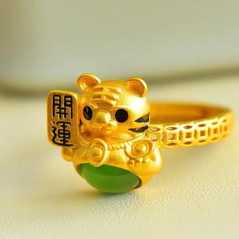 Natural Green Jade Ring 925 Sterling Silver Cute Little Tiger Antique Silver Jasper Rings Women Chinese Nephrite Jades Jewelry
Natural Green Jade Ring 925 Sterling Silver Cute Little Tiger Antique Silver Jasper Rings Women Chinese Nephrite Jades Jewelry