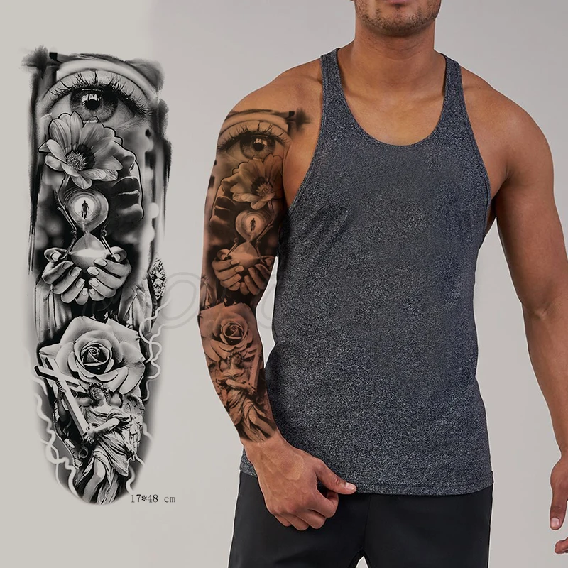 Tattoo Sticker Temporary Full Arm Large eye flower Jesus Cross hourglass Waterproof hand Tatoo Flash Fake boy girl Tatto
Tattoo Sticker Temporary Full Arm Large eye flower Jesus Cross hourglass Waterproof hand Tatoo Flash Fake boy girl Tatto