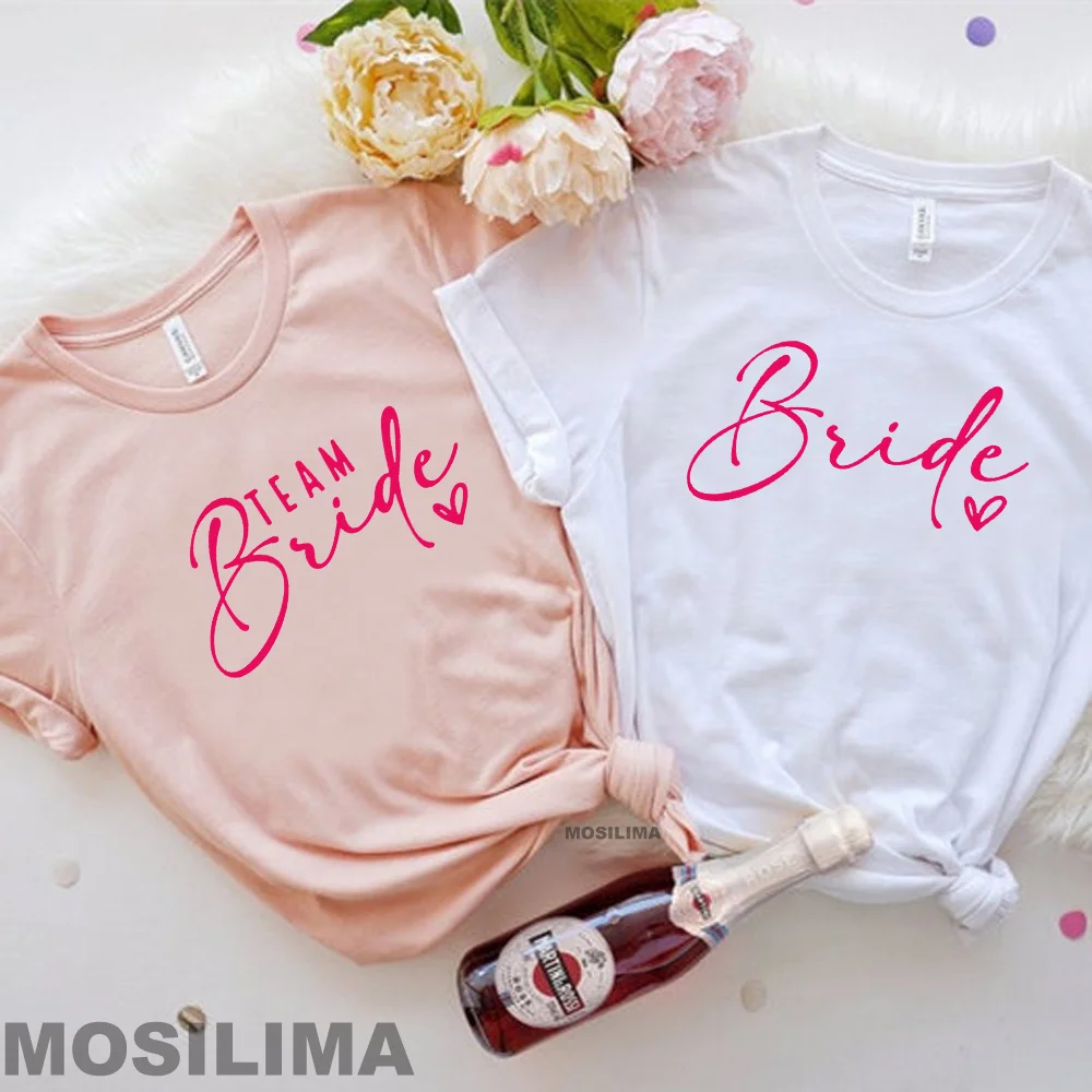 Bride Team Shirts Women Aesthetic Bachelorette Party Wedding Tops Bridesmaid T-shirt Summer O-neck Tops TX325
Bride Team Shirts Women Aesthetic Bachelorette Party Wedding Tops Bridesmaid T-shirt Summer O-neck Tops TX325