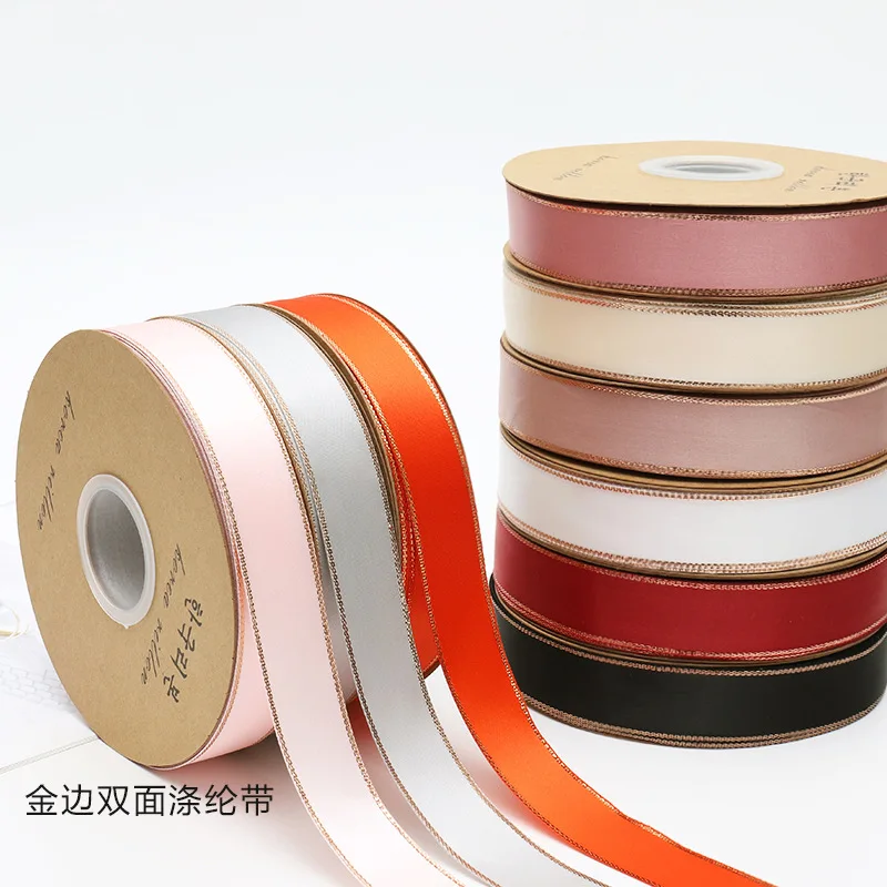 2.5cm*25Yards/Roll Rose Gold Edge Line Hot Stamping Printed Polyester Grosgrain Ribbon for Wedding Party Decoration
2.5cm*25Yards/Roll Rose Gold Edge Line Hot Stamping Printed Polyester Grosgrain Ribbon for Wedding Party Decoration