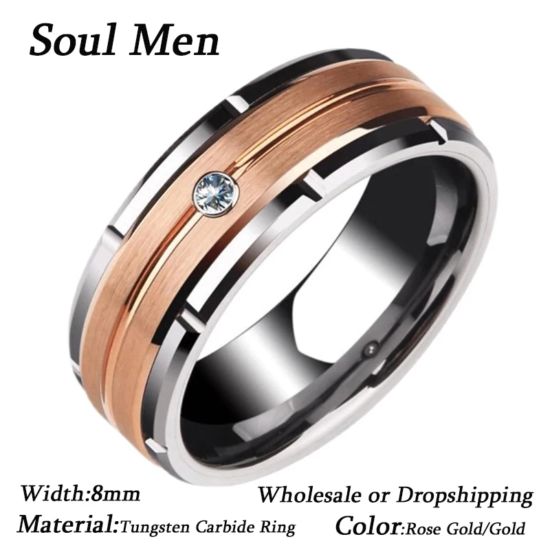 Wholesale 8mm Men's Tungsten Carbide Wedding Ring with CZ Stone Rose Gold Silver Color
Wholesale 8mm Men's Tungsten Carbide Wedding Ring with CZ Stone Rose Gold Silver Color