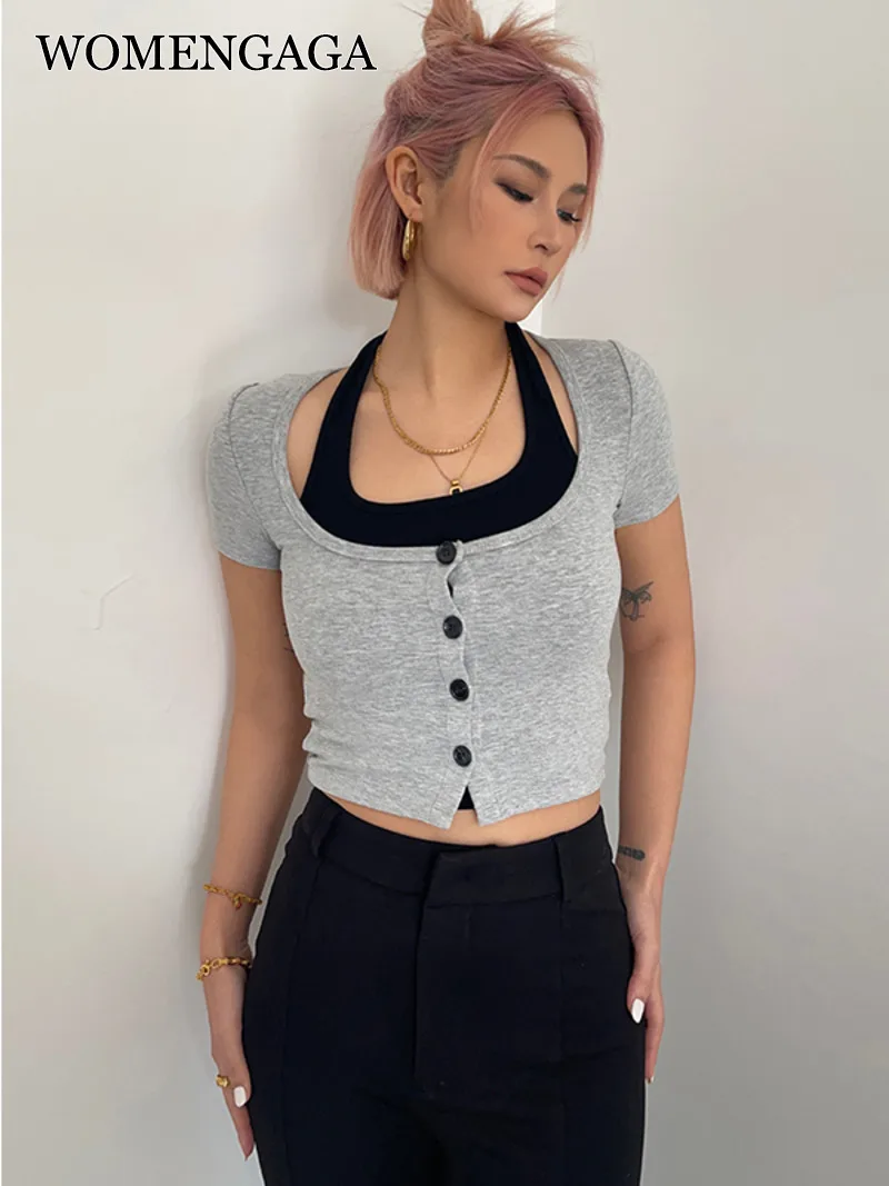 WOMENGAGA Spliced Fake Two Piece Top 2023 Spring New Spicy Girl High Waist Slim Short Sleeve T-shirt Tees Fashion Korean YA8F
WOMENGAGA Spliced Fake Two Piece Top 2023 Spring New Spicy Girl High Waist Slim Short Sleeve T-shirt Tees Fashion Korean YA8F