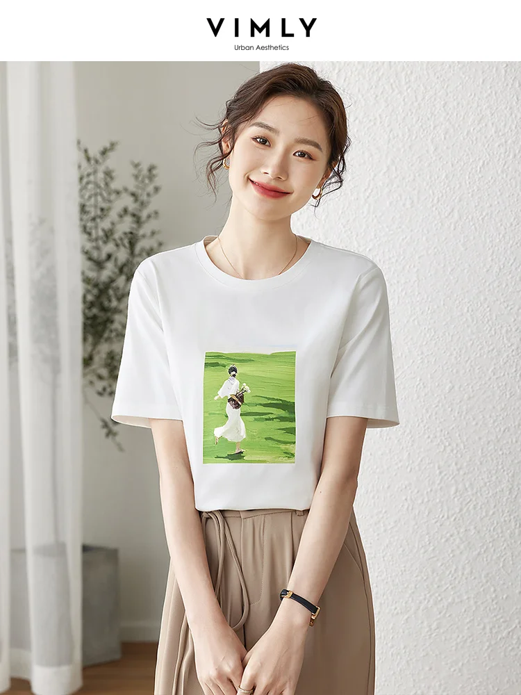 Vimly Short Sleeve Loose White Tops 2023 Summer Casual T-Shirt for Women 2023 Oil Painting Printing Cotton Simple Fashion Tees
Vimly Short Sleeve Loose White Tops 2023 Summer Casual T-Shirt for Women 2023 Oil Painting Printing Cotton Simple Fashion Tees